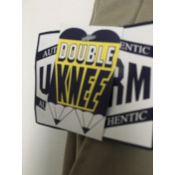 Authentic School Uniform Casual Pants Boys 20 Slim Fit Double Knee Khaki - Picture 2 of 11